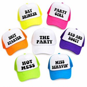 Gorras de camionero para despedida de soltera, chica fiestera, bebedora diurna, desastre total, accesorios para viaje de chicas