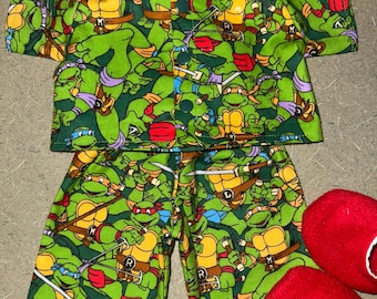 16” Cabbage Patch Kids Doll Turtles Flannel Pjs Clothes Slippers