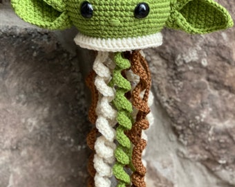 11” Handmade Crochet Green Alien Jellyfish