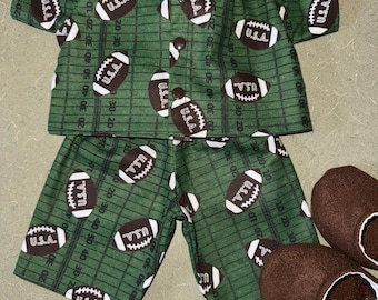 16” Cabbage Patch Kids Doll Boys Football Flannel Pjs Clothes Slippers