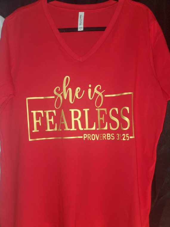 Fearless Proverbs 31 Gold Tshirt | Proverbs 31 Woman Shirt Fearless Proverbs 31 Gold Tshirt | Proverbs 31 Woman Shirt