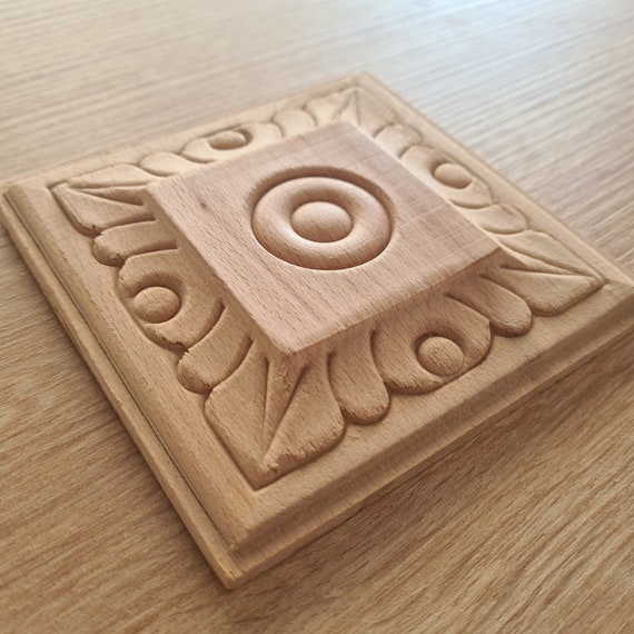 8449wood Carved Furniture Badge Wood Carved Applique for Etsy