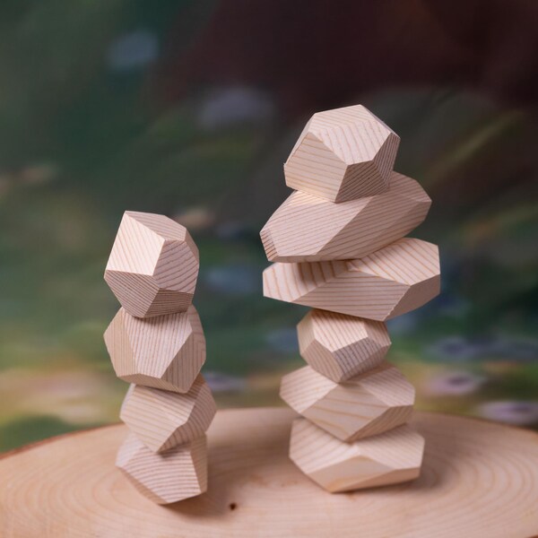 Jeu de pierre d'équilibre (Montessori) / Blocs de jouets éducatifs en bois naturel / Jeu d'équilibre en bois / Jouet d'intelligenc