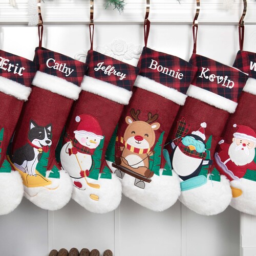 Personalized Christmas Stockings Embroidered Name Christmas Etsy