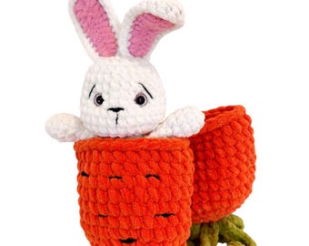 Crochet Rabbit Plushie: Handmade Amigurumi Bunny in Carrot