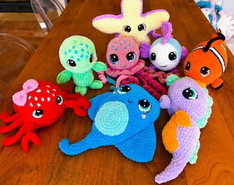 Crocheted sea animals