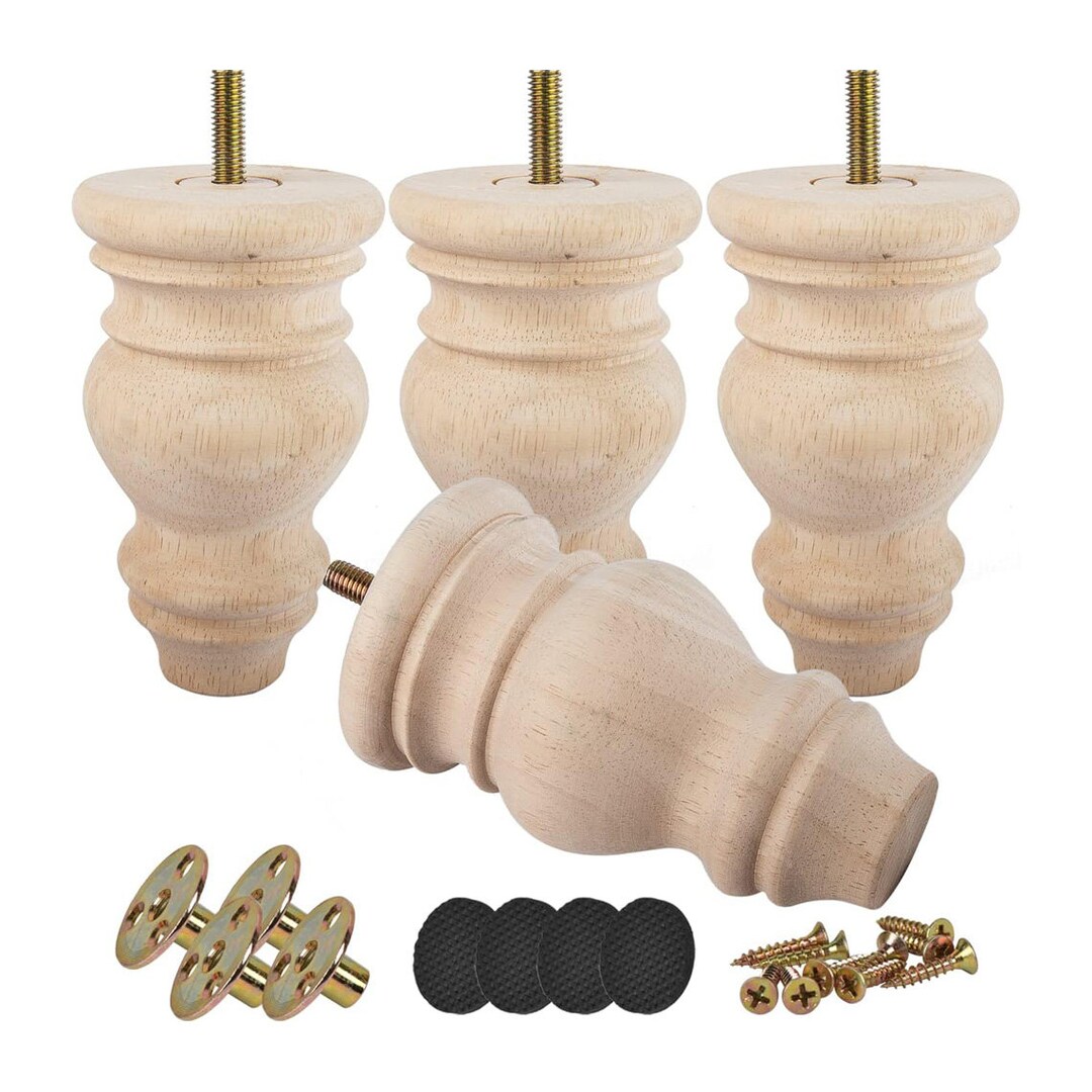 Natural Turned Wooden Legs 5inch Sofa Feet Replacement Etsy