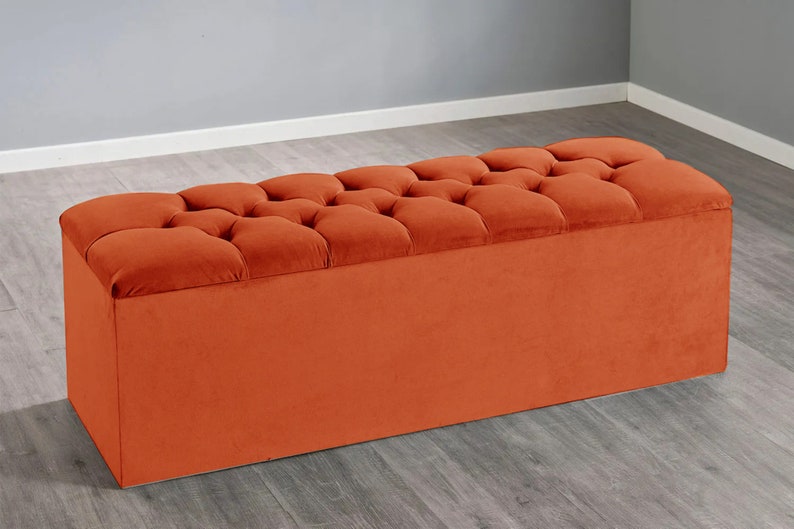 Ottoman Storage Box Plush Velvet Ottoman With Storage Etsy