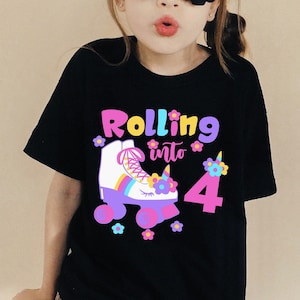 Rolling Into Unicorn Birthday Shirt: Roller Skate Party