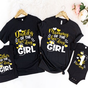 First Bee Day Family Matching Shirt, First Birthday T-Shirt, Bee Theme Party Shirt, Mommy Daddy Shirt, Grandparent&#39;s Tees For Birthday Party