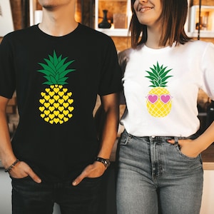 Pineapple Heart Shirt: Matching Couple&#39;s Tee, Honeymoon Gift