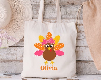 Personalized Thanksgiving Tote Bag: Turkey Design, Fall Family Bag