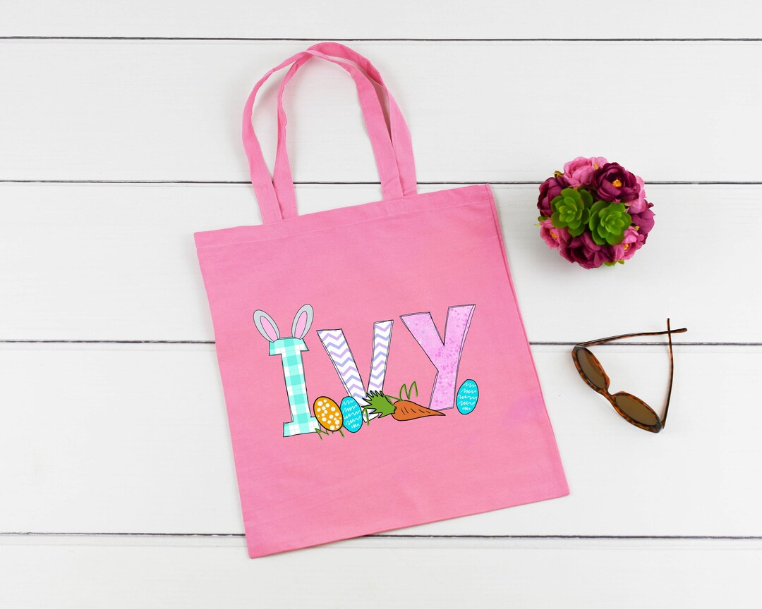 Personalized Easter Basket Tote Bag, Easter Decorations, Easter Bags, Easter Tote Bags, Easter
