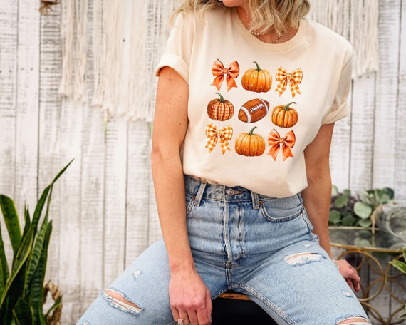 Retro Fall Graphic Tee: Coquette Pumpkin & Bow Shirt
