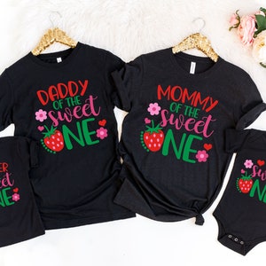 Strawberry First Birthday Shirts: Matching Family Party Tees
