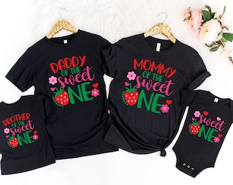 Strawberry First Birthday Shirts: Matching Family Party Tees