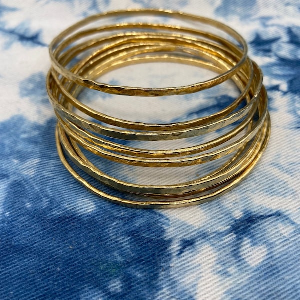 Handmade Hammered Brass Bangles