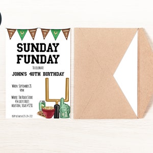 Birthday Invitation, Tailgate Invitation, Sunday Funday, Digital Download, Instant, Invitation Template Corjl B002