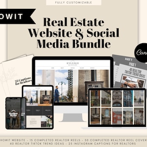 Real Estate Showit Website Bundle | Professional Instagram Reels For Realtors | Reel Covers | IG Captions & Tiktok Trend Ideas