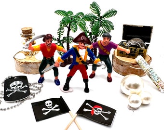 Pirate Themed Treasure Box:   Busy Box, Trinket Tray, Imagination Toys, Sensory Play, Loose Parts, Sorting and Counting, Montessori Inspired