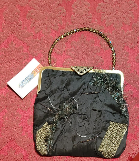 Vintage Silk Black Clutch