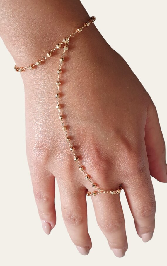 Buy Beautiful Party Wear Heart Design Stone Finger Ring Bracelet Design Gold  Plated Jewellery