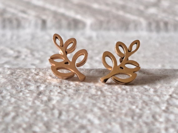 Rose Gold Mini Hollow Leaf Stud Earrings Rose Gold Stainless Steel Stud Earrings Rose Gold Cut Out Leaf Tree Tiny Studs Rose Gold Studs Etsy Canada