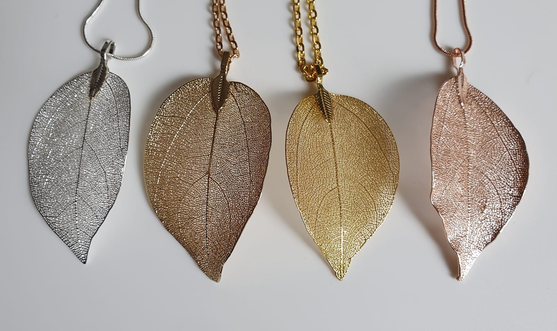 Long Rose Gold Leaf Necklace Delicate Unique Real Leaf Etsy