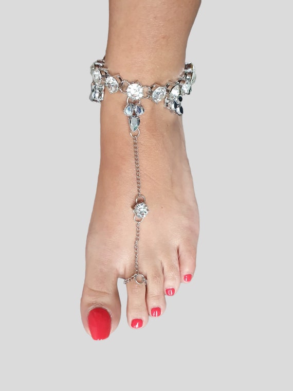 Colorful Rhinestone Chain Anklet Simple Style Luxury Copper - Temu