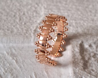 Rose gold Spike open ring band, stackable adjustable rose gold spike ring, rose gold spike ring, textured ring, open rose gold spike ring