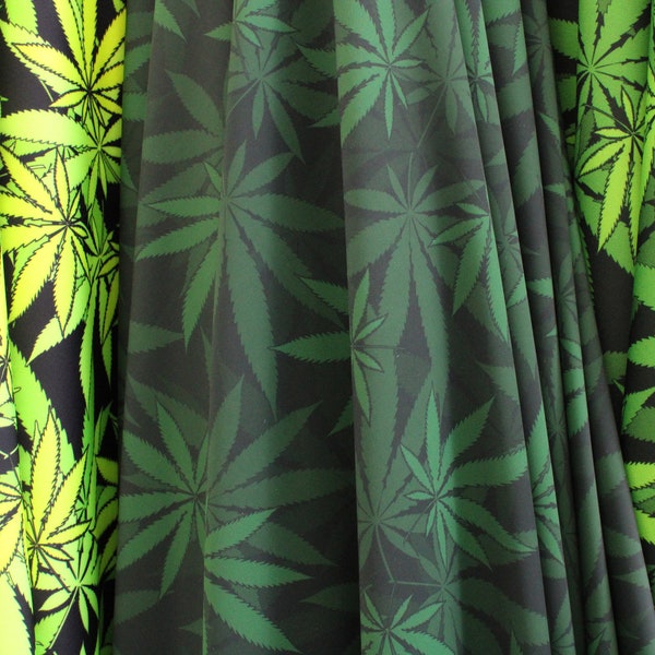 Marihuana Druck || 420 Ganja Blätter || Weed Blatt || 4 Way Stretch Spandex || Verkauft Massenware, 58"/60" breit, Ships Weltweit