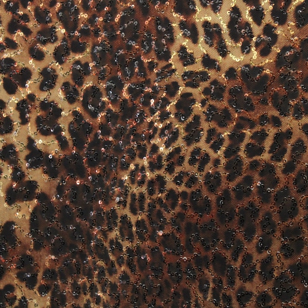 Modern Cheetah  || Rich Leopard  || Sold by the Yard, 58"/60" Wide, 4 Way Stretch Sequin Mesh Fabric, Ships Worldwide