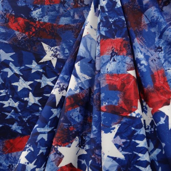 America || 4th of  July Spandex Fabric Print, || Sold by the Yard, 58"/60" Wide, 4 Way Stretch Fabric, Ships Worldwide