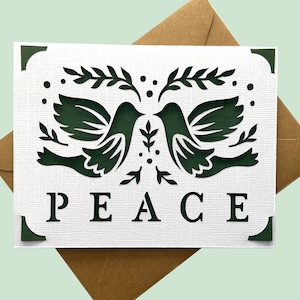 Set of cutout Christmas cards, die cut Christmas cards, dove Christmas cards, peace Christmas cards