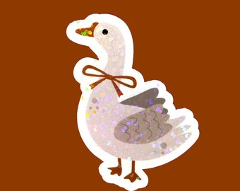 Holographic cottagecore goose sticker, goose lover sticker, cute girly waterproof sticker for laptop or water bottle