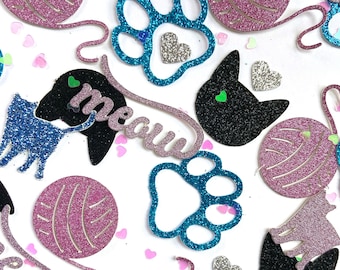 Cat confetti, cat birthday decorations, cat head confetti, cat glitter confetti