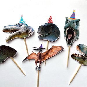 Dinosaur cupcake toppers, dinosaur birthday decorations, Dino birthday party, funny dinosaur cake toppers