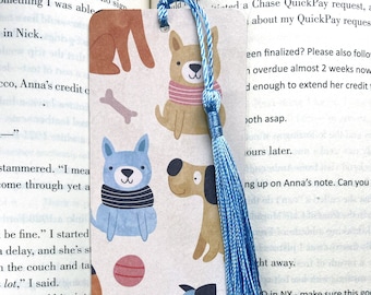 Cute dog bookmark, dog lover bookmark, kids bookmarks, bookmark with tassel