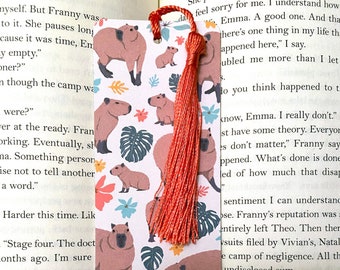 Capybara bookmark, cute bookmark with tassel, bookmarks for women, funny capybara gift, capybara lover gift