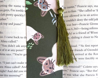 Cute cat bookmark, cat and plant bookmark, bookmarks with tassel, cat lover gift, cats with plants