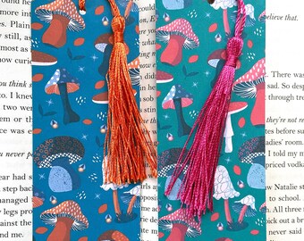 Colorful Mushroom bookmark, mushroom bookmarks, bookmark with tassel, bookmarks for her, cute bookmarks