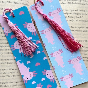 Axolotl bookmark, cute kids bookmarks, axolotl gift, axolotl bookmark set, bookmarks with tassels