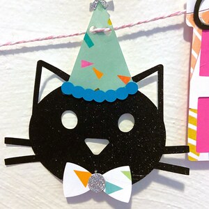 Cat birthday garland, cat birthday banner, cat birthday party decorations, lets pawty