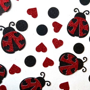 Ladybug confetti, ladybug party decor, glitter confetti, ladybug birthday party