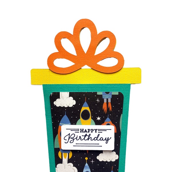 Boy gift card holder, kids gift card holder, rocket ship space birthday card for kids, rocket ship gift card holder