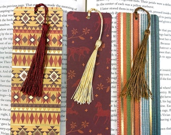 Western bookmark, horse bookmark, aztec print bookmarks, bookmark with tassel, bookmarks for women, bookmark for her, pretty bookmark set