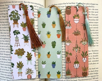 Cute plant bookmark, bookmark with tassels, plant mom gift, succulent bookmark, cute bookmark set