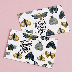 Small business thank you cards, moth thank you cards, vintage moth small business insert cards, moth mini thank you cards