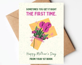 Funny mothers day card from first born, oldest child mothers day card, funny sarcastic card for mom