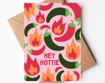 Funny hot pepper valentines day card, rude valentine for husband or wife, jalapeño valentine for boyfriend, funny anniversary love card